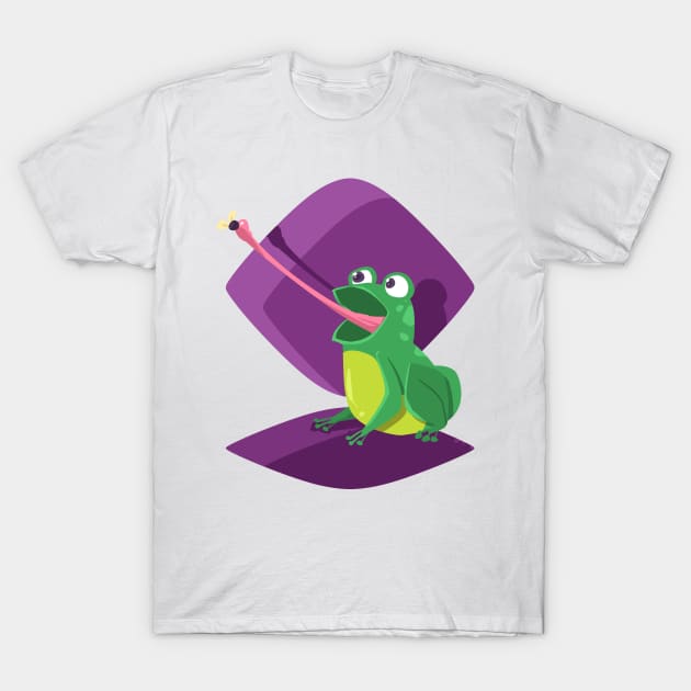 Funny  Frog Catching Insect T-Shirt by savariya